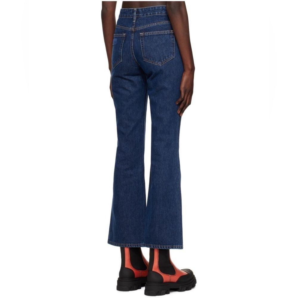 Ganni Betzy Jeans Dark Blue Stone size 31/34 Flare High Rise Organic Cotton NWT - Picture 3 of 16